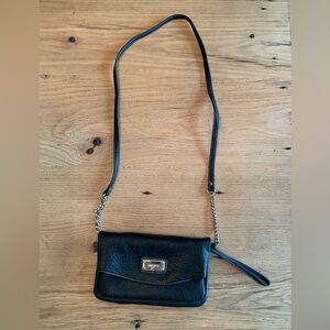 Nine West‎ CrossBody Faux Leather Foldover Black Purse Preloved